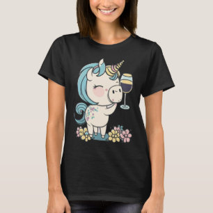 Wine Unicorn Glass of Wine Drinking Party Wine Tas T-Shirt