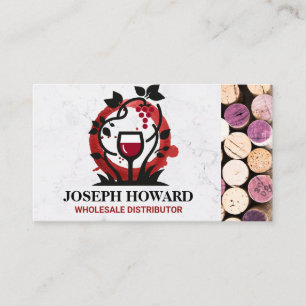 Wine Vine Glass Logo   Corks Business Card