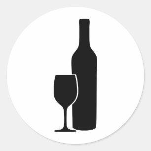 Wine - vine icon classic round sticker