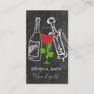 Wine Vine   Wine Bottle and Opener Slate Business Card