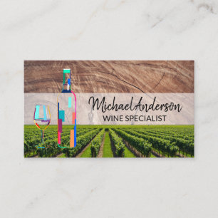 Wine Vineyard Artsy Bottle Glass Logo Business Card
