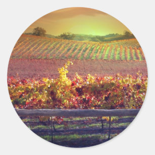 Wine Vineyard Classic Round Sticker