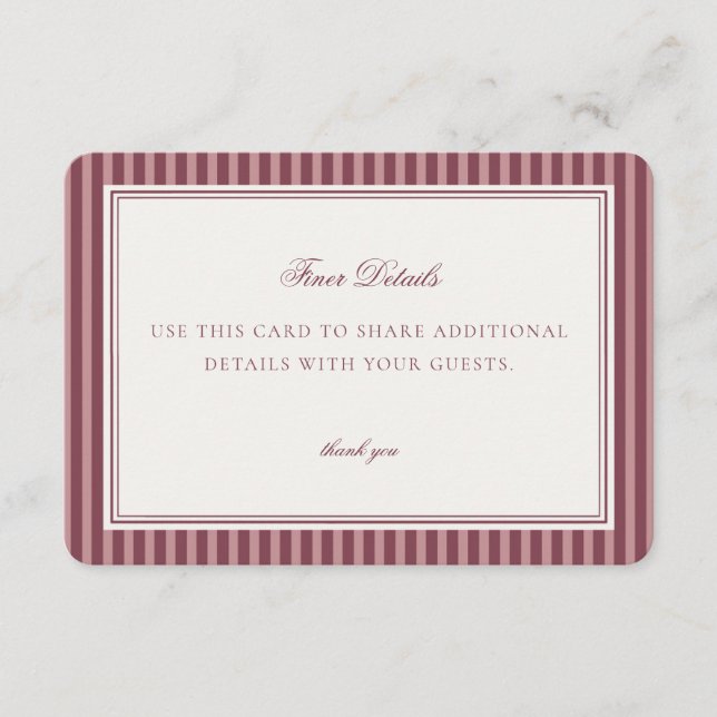 Wine Vineyard Club Old Money Details Card Insert (Front)