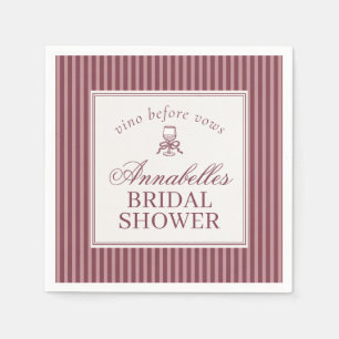 Wine Vineyard Club Old Money Striped Bridal Shower Napkin