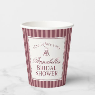 Wine Vineyard Club Old Money Striped Bridal Shower Paper Cups