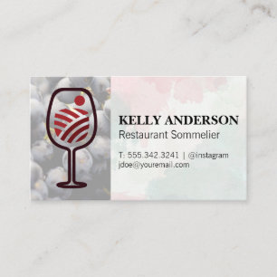 Wine Vineyard Logo Watercolor Wine Grapes Business Card