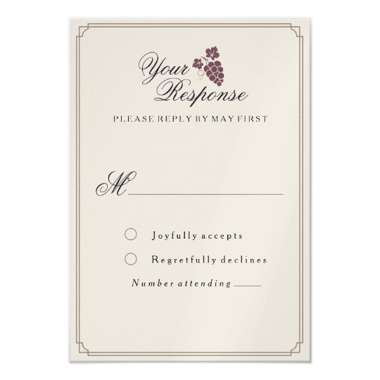 Wine Vineyard Modern Vintage RSVP Card