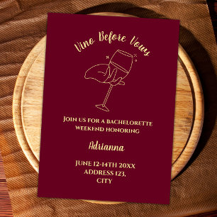 Wine Vino Before Vows Bachelorette Weekend Invitation