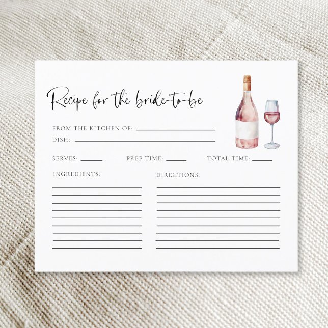 Wine Vino Before Vows Bridal Shower Recipe Cards (Creator Uploaded)