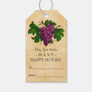 Wine Vintage Grapes Gift Favour Personalised Bottl Tags