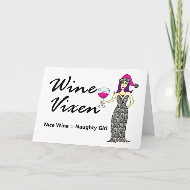 Wine Vixen "Nice & Naughty" Christmas Greeting Holiday Card (Front)