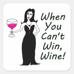 Wine Vixen Simply Wicked When You Can't Win, Wine Square Sticker