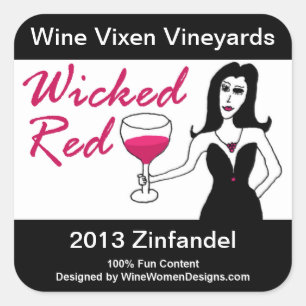 Wine Vixen Wicked Red Faux Wine Label