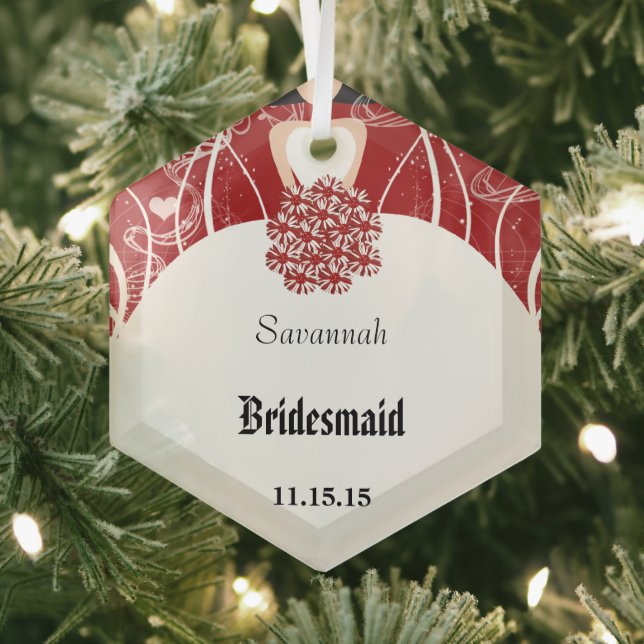 Wine Wedding Gown Bridesmaid Christmas Ornament (Insitu)