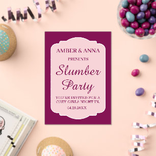 WINE WHITE PEROSNALIZED NAME SLUMBER PARTY ACRYLIC INVITATIONS