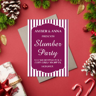 WINE WHITE PEROSNALIZED NAME SLUMBER PARTY ACRYLIC INVITATIONS