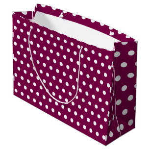 WINE WHITE POLKA DOT CUSTOMIZED STYLISH  LARGE GIFT BAG