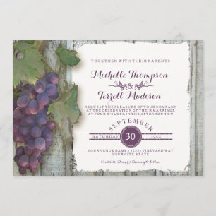 Wine Winery Vineyard Grape Theme Fall Wedding Invitation
