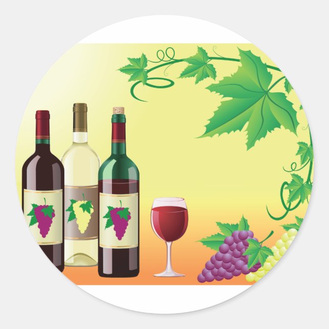 Wine With Grapes Stickers (Front)