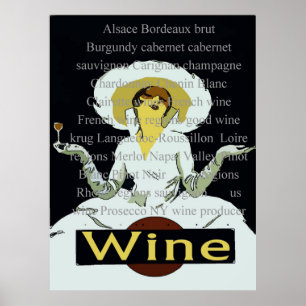 Wine Words, Vintage Style Lady, Sign
