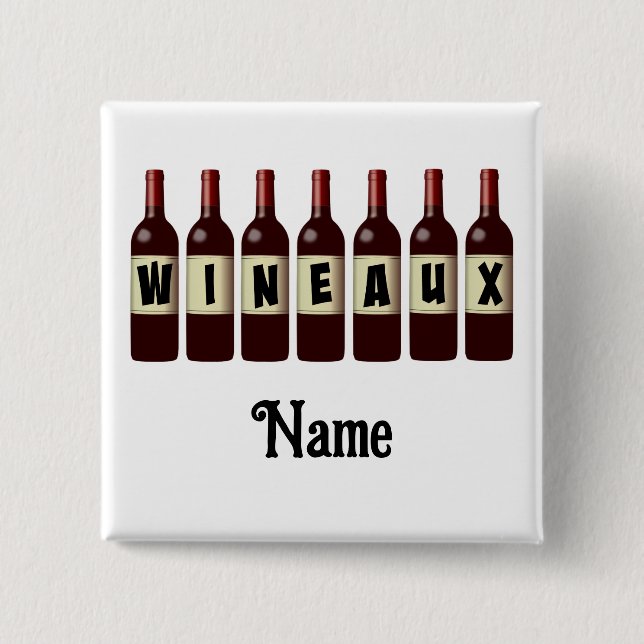 Wineaux Red Wine Bottle Lineup Customised 15 Cm Square Badge (Front)