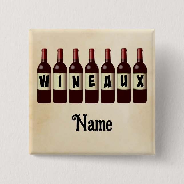 Wineaux Red Wine Bottles Lined Up Customised 15 Cm Square Badge (Front)