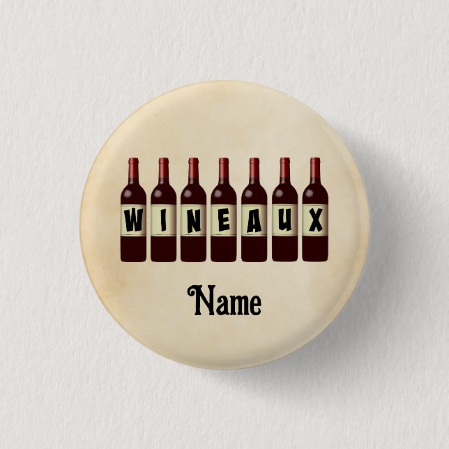 Wineaux Red Wine Bottles Lined Up Customised 3 Cm Round Badge (Front)