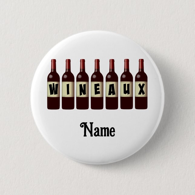 Wineaux Red Wine Bottles Lined Up Customised 6 Cm Round Badge (Front)