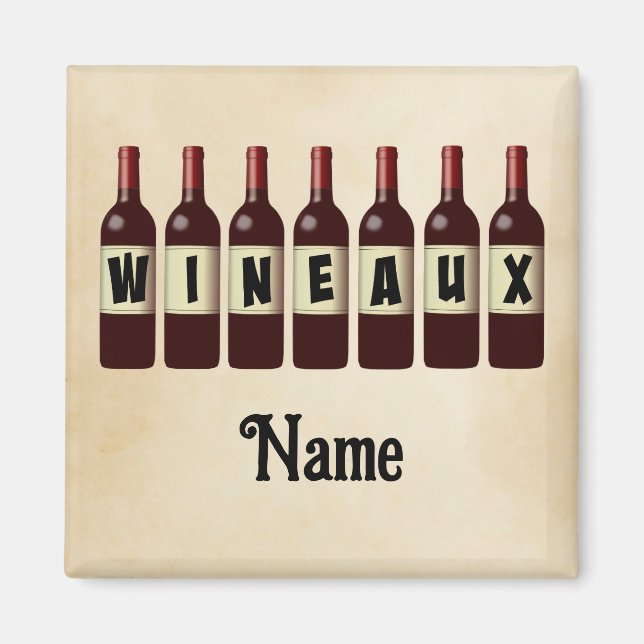 Wineaux Red Wine Bottles Lined Up Customised Magnet (Front)