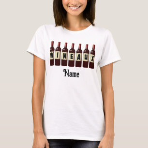 Wineaux Red Wine Bottles Lined Up Customised T-Shirt