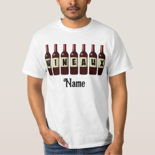 Wineaux Red Wine Bottles Lined Up Customized T-Shirt