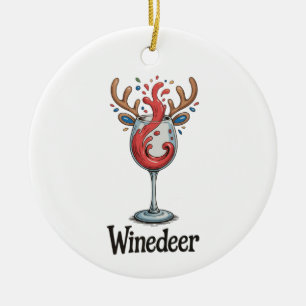 Winedeer Reindeer Christmas Xmas Matching Family Ceramic Tree Decoration