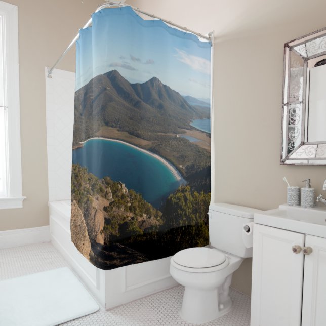 Wineglass Bay Tasmania Australia Landscape Sunset Shower Curtain (In Situ)