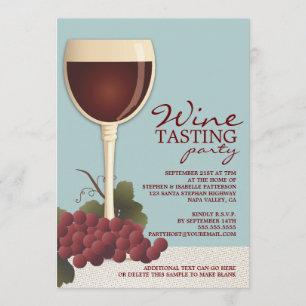 Wineglass & Grapes Wine Tasting Party Invitation
