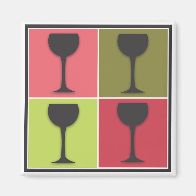 Wineglass Pop Art Wine Themed Retro Magnet (Front)