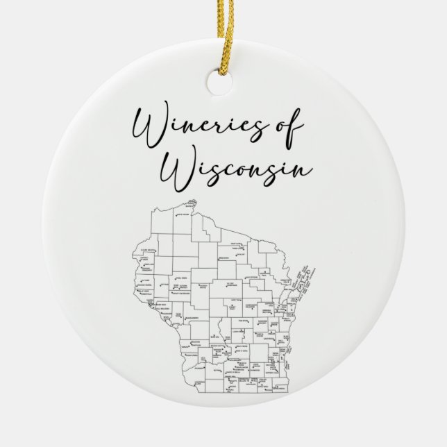 Wineries of Wisconsin Ceramic Tree Decoration (Front)