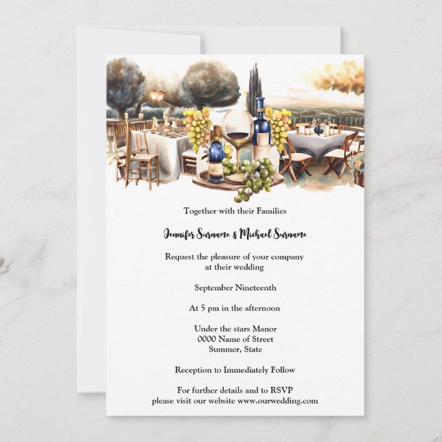 Winery al fresco tables fall autumn vineyard  invitation (Front)