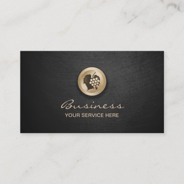 Winery Elegant Black & Gold Royal Wine Business Card (Front)