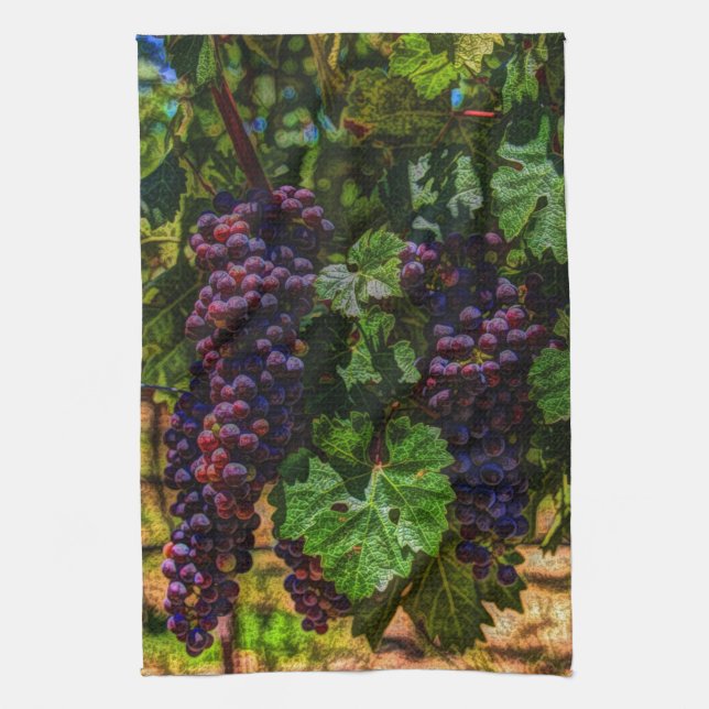 Winery Grapevine sunny tuscany vineyard grapes Tea Towel (Vertical)