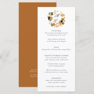Winery Monogram Fall Wreath Vineyard Wedding Menu
