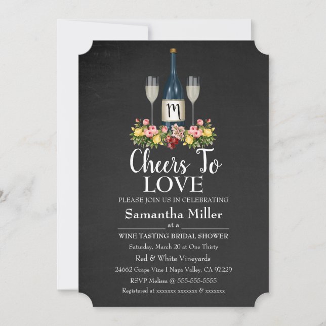 Winery Or Wine Bridal Shower Invitation (Front)