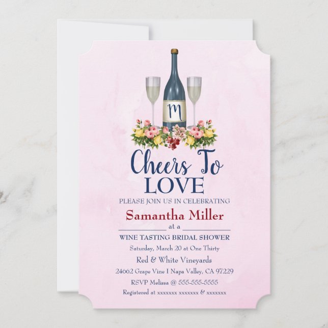 Winery Or Wine Bridal Shower Invitation (Front)