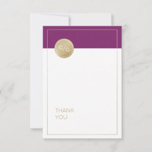 Winery purple minimalist modern wedding thank you card