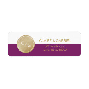 Winery purple modern wedding return address