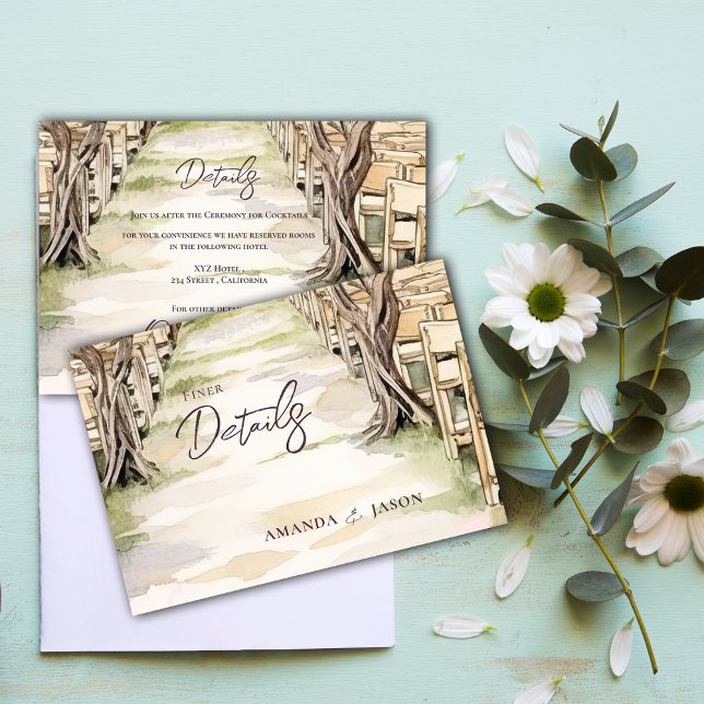 Winery Rustic Chic Grapevine Wedding Details Enclosure Card (Winery Rustic Chic Grapevine Wedding Details Enclosure Card)