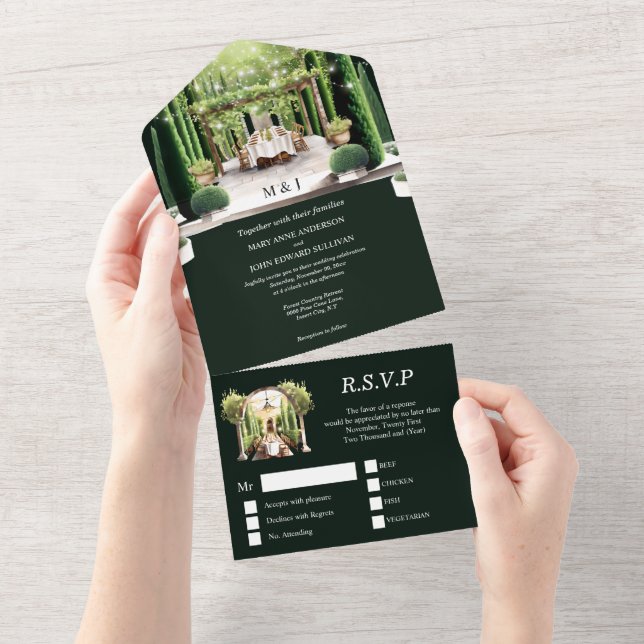 Winery vineyard al fresco fine dining lights  all in one invitation (Tearaway)