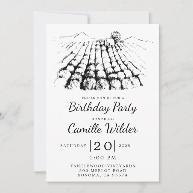 Winery Vineyard Birthday Party Invitation (Front)