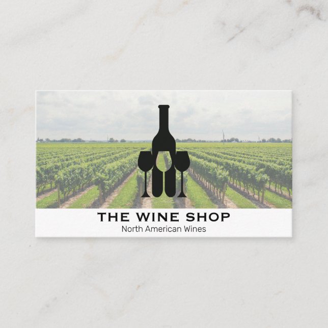 Winery Vineyard | Bottle and Glasses Business Card (Front)