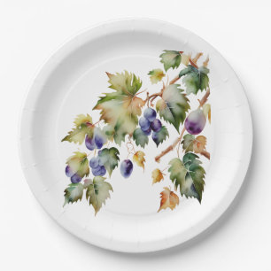 Winery Vineyard Grapevine Paper Plate