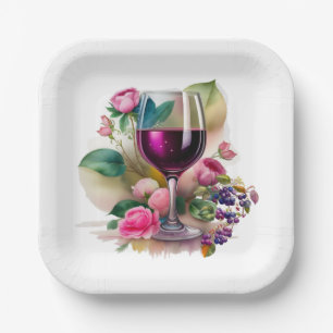 Winery Vineyard Grapevine Paper Plate